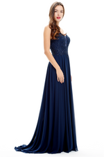 A-Line Strapless Sweetheart Floor-Length Chiffon Bridesmaid Dress With Beading