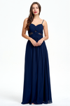 A-Line Beading Straps Floor-Length Chiffon Bridesmaid Dress With Ruffle