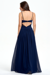 A-Line Beading Straps Floor-Length Chiffon Bridesmaid Dress With Ruffle