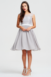 A-Line Scoop Neck Mini/Short Lace Top Chiffon Bridesmaid Dress