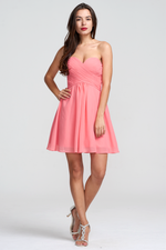 A-Line Strapless Sweetheart Mini/Short Chiffon Homecoming Dress With Ruffle