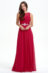 A-Line Scoop Neckline Sweetheart Ruffle Top Chiffon Bridesmaid Dress With Beading Belt