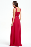 A-Line Scoop Neckline Sweetheart Ruffle Top Chiffon Bridesmaid Dress With Beading Belt