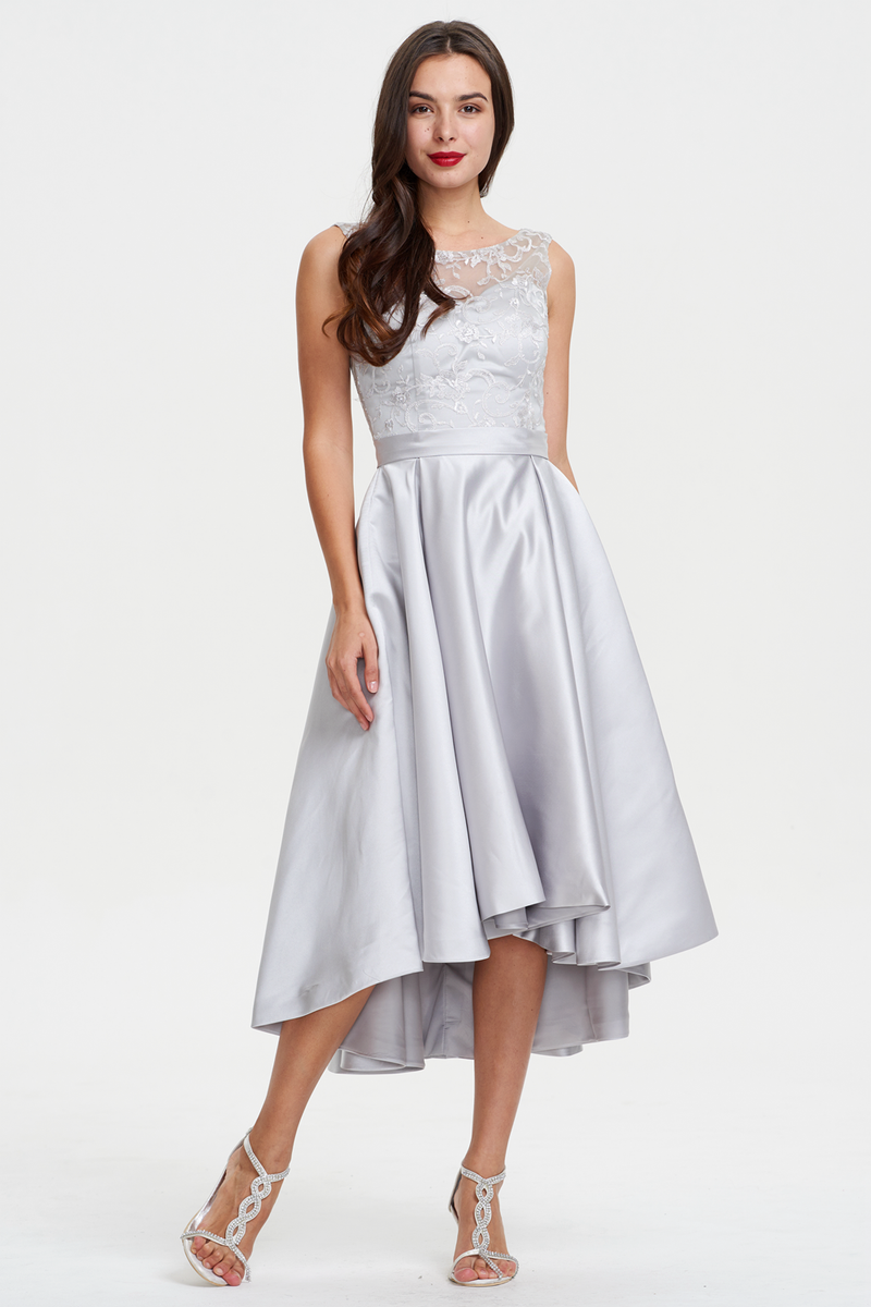 A-Line Scoop Neckline Sweetheart Hign Low Homecoming Dress With Lace