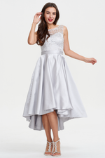 A-Line Scoop Neckline Sweetheart Hign Low Homecoming Dress With Lace