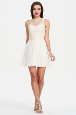 A-line Scoop Neck Sweetheart Mini/Short Chiffon Homecoming Dress With Beading
