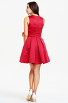 A-line Burgundy Scoop Neck Mini/Short Satin Homecoming Dress With Rose