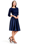 A-line 3/4 Sheer Sleeves Knee Length Satin Homecoming Dress With Bow
