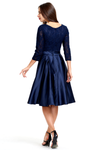 A-line 3/4 Sheer Sleeves Knee Length Satin Homecoming Dress With Bow