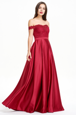 A-line Off Shoulder A-line Sweetheart Prom Dress With Beading