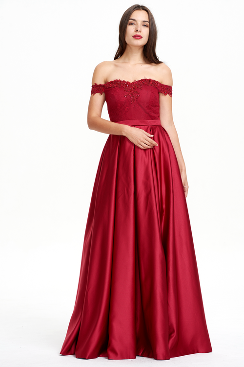 A-line Off Shoulder A-line Sweetheart Prom Dress With Beading