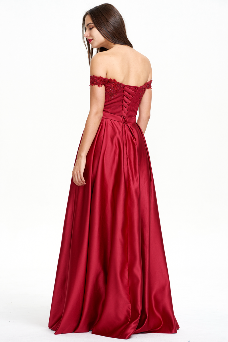 A-line Off Shoulder A-line Sweetheart Prom Dress With Beading