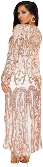 PROMLINK Women Sequin Long Sleeve Ankle Length Cardigan Cloak